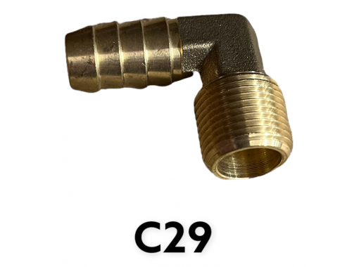 90 Degree Brass 3/8" BSP x 1/2" Hose Tail Image 1