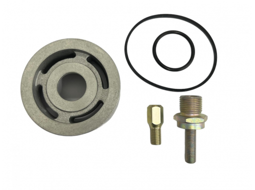 Oil filter adaptor to convert to spin off canister filter.
