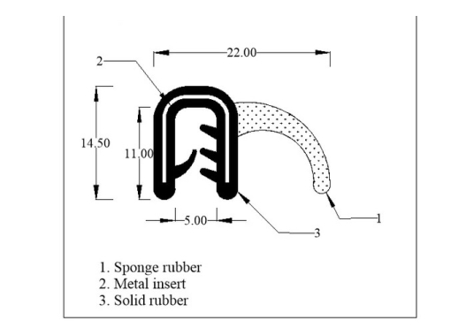 Door Seal - Black self grip with seal, close to original Image 1