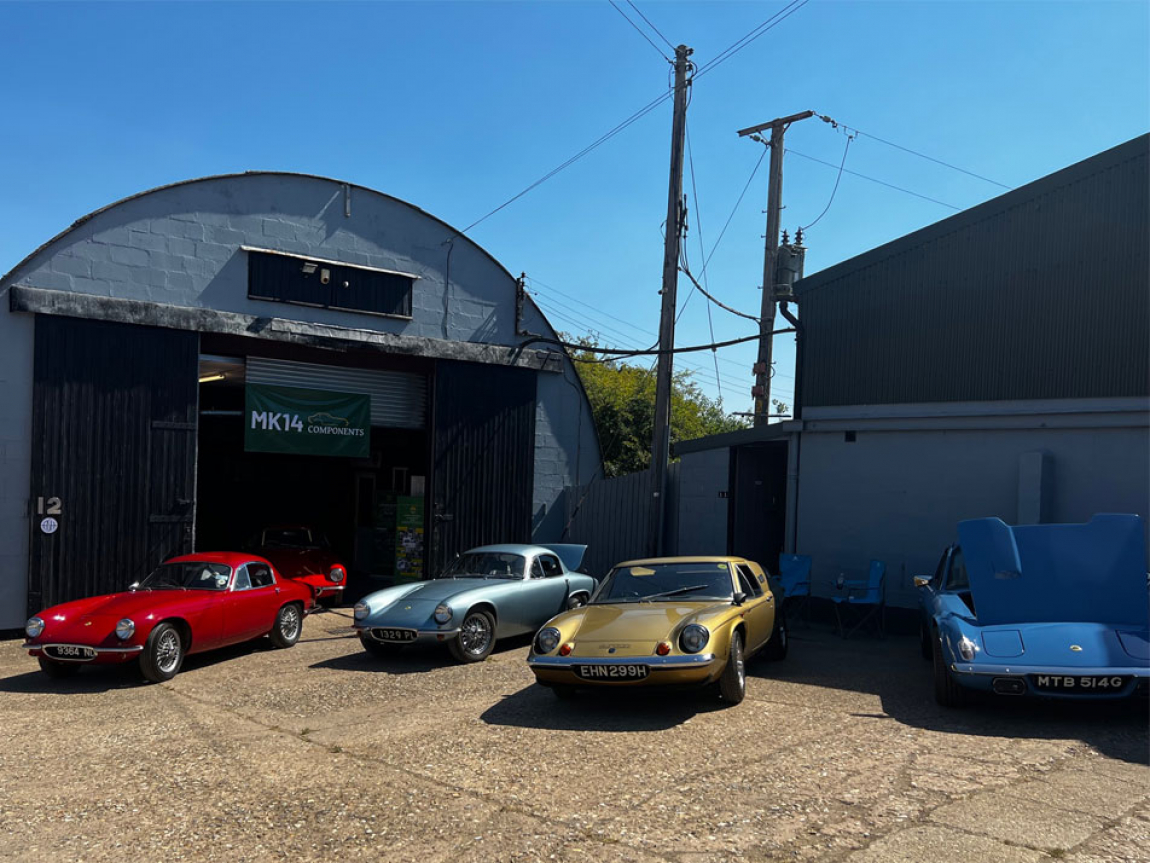 Lotus cars outside at the MK14 Components open day